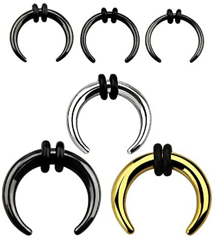 1,6 mm - 3 mm Dehnsichel Pincher Septum Ohr Dehnschnecke Dehnstab Nase Nose Gold 2,5 mm * 10 mm