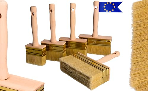 ToolSpace 5er Set Flächenstreicher 70/90/110/130/150mm Quast Set Flächenstreicher Deckenbürste Kleisterbürste Fassadenpinsel Holzgriff Kleisterpinsel Tapetenkleister Tapezierbürste zum Grundieren