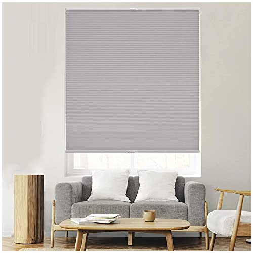 Wabenplissees, Lichtfilterung Waben-plissee, Plissee Rollo Jalousie Für Fenster Und Türen, Faltrollo Klemmfix, Schnurlose Wabenplissees, Anpassbar,Grey-90x100cm/35.4 * 39.4in