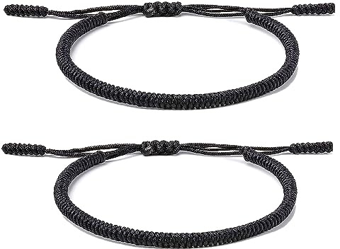 ZYMGUO Une paire de Bracelet Tibétain Porte Bonheur + Cadeau Bouddhiste! Taille ajustable Tressé à la Main en Corde. Fil Pour Poignet Homme et Femme. Ficelle chance d'Amitié (2)
