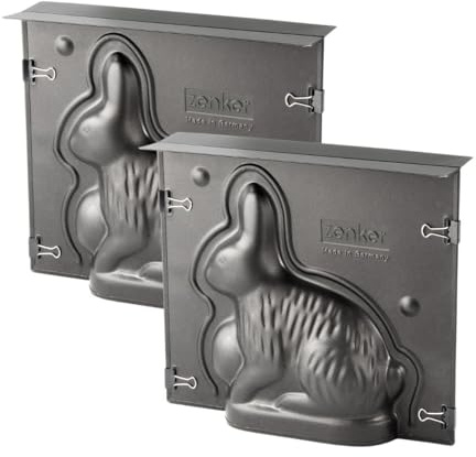 Zenker 9917450 Backform Osterhase, 3 Größen Hase, 3D Osterhase, Stahl, Teflon, 21,5 x 19 x 6 cm