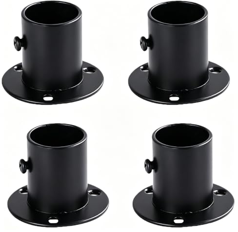 4 Piezas Soportes para Barra de Cortina, Soporte de Brida de Acero Inoxidable en Forma de U Soportes para Varillas de Armario Techo Pared con Tornillos para Ducha (Negro 22 mm)