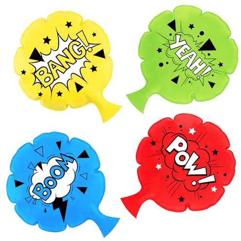 WISHDIAM 4PCS Whoopee Cushion Toys for Kids, 7' PVC Free, Pop, Bang, Unisex, Multicolor, 4 Count, 4 Set, 4 Pack, 4 PCS