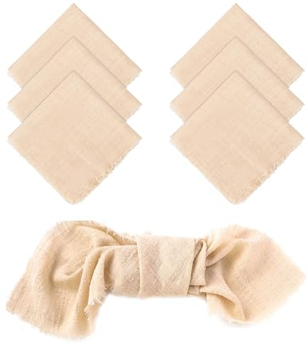 Litinliv Paquete de 6 Servilletas de Tela, Servilletas de Tela Hechas a Mano, 100% algodón servilletas con Flecos, decoración de Mesa de Cocina, para decoración de Mesa, Boda, Cena, café, Restaurante