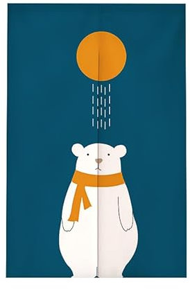 Türvorhang Orange Blue Bear Küchenvorhänge Polyester Raumteiler Vorhang Kurz Scheibengardinen mit Teleskopstange Vorhänge Kurz Türvorhang Insektenschutz Fliegenvorhang Terrassentür 80x200cm