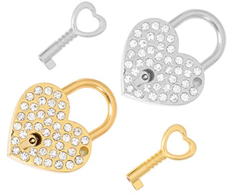 CANIGHT 2 Sätze Kleine Schlösser Mit Schlüsseln Strass-herzschlösser Wunschschlösser Für Paare Aus Zinklegierung Robust Und Langlebig Kompakt Und Tragbar Für Schubladen Und Koffer