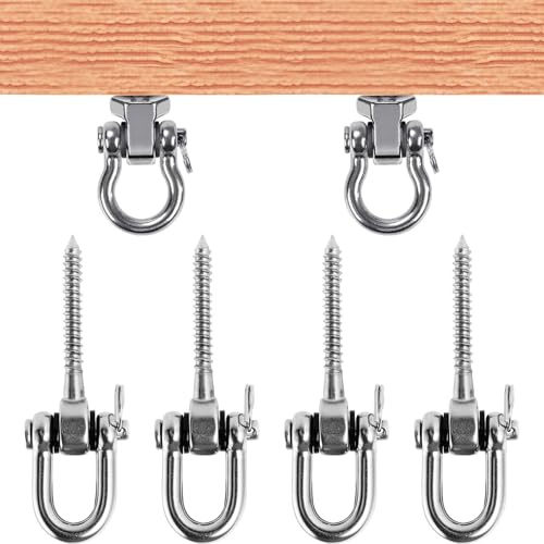DAJAVE 4 viti sospese, pesanti 180°, gancio per altalena in acciaio inox 304, per travi in legno, supporta fino a 900 kg di carico, per interni ed esterni, per parco giochi, yoga, corda, sacco da boxe