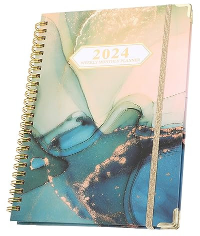 OFFSCH Englischer Monatsplaner Agenda-notizbuch Planer-notizbuch 2024 Planungshandbuch A5 Notizblock Reise Englischer Planer 2024 A5-planer- es Papier