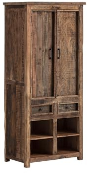 Woodkings Kleiderschrank Sumatra | Flurschrank 80x182x50 aus Altholz | rustikaler Garderobe für Flur und Diele | Stauraum