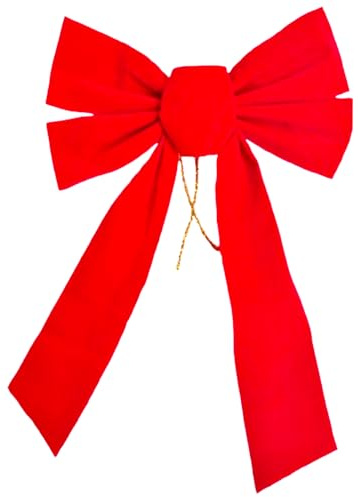 BOBOZHONG Lazo Decorativo Grande de Terciopelo Rojo para Navidad/Bodas - Moño Brillante Sin Montaje (13x9 Pulg), Corona para Puertas, Chimenea, Regalos, Fiestas - 1 Pieza, No daña Muebles