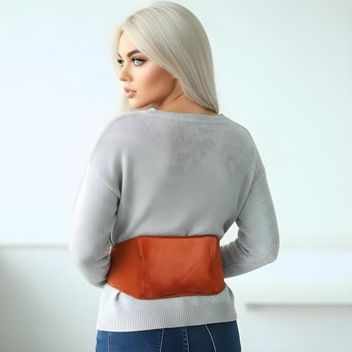 BullTek Elektrische Wärmflasche 500 W mit abnehmbarem Nierengurt – kabelloser Wärmer für Rücken, Bauch, Schultern und Füße, Linderung von Menstruations- und Muskelschmerzen (Orange)