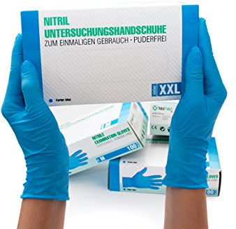 Guanti in Nitrile, 90 pezzi scatole (XXL, blu), guanti da visita monouso, senza polvere, guanti per la pulizia, cucina sanitaria, pulizia della cucina, senza lattice, pulizia sicurezza manipolazione d