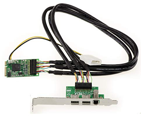 KALEA-INFORMATIQUE Mini PCIe Firewire 800 und 400 IEEE1394A und IEEE1394B Controller-Karte auf mPCIe Port mit 2+1 Ausgängen und TI Chipsatz. | MiniPCIe FireWire 400/800 Karte mit TI Chipsatz