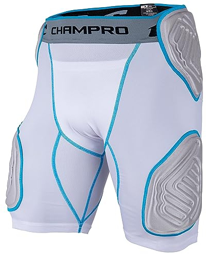 CHAMPRO Jungen 5-Pad Jugend Fußball Bull Rush 5 Pad Girdle, Weiß, Größe S US