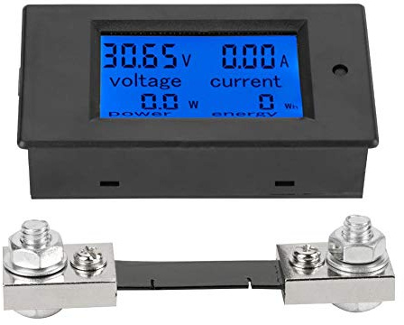 Akozon PEACEFAIR PZEM-051 LCD-Display DC 8-100 V Digital Electric Power Energy Spannung Stromzähler Power Energy Battery Monitor Stromstärke Meteranzeige mit integriertem Shunt(50A Splitter)