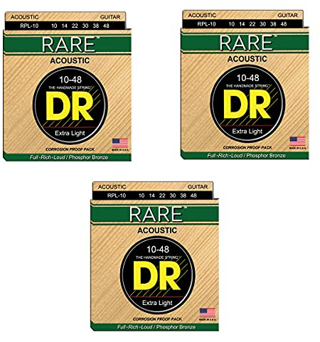 DR RPL-10 - Rare Saiten für Westerngitarren, 010-048, 3er-Pack