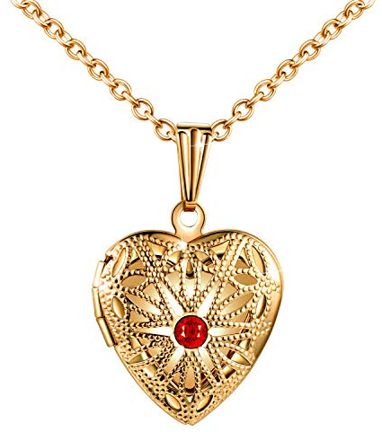 MicLee Damen Kette Edelstahl Foto Medaillon Photo Bilder Amulett Rosa Zirkonia Silber/Rosegold/Gold Herzanhänger Halskette mit Geschenkbox Grußkarte für Mutter Tochter