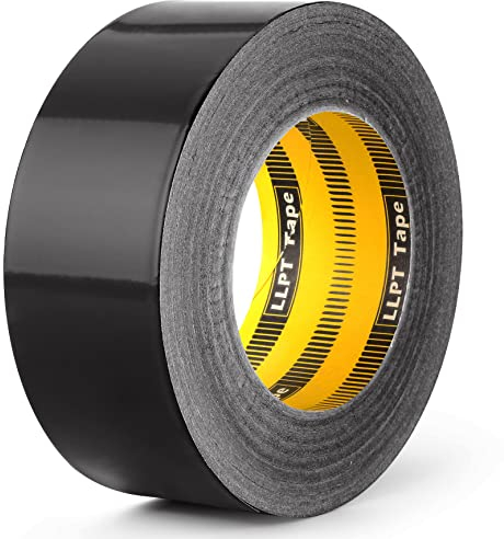 LLPT Aluminium Folienband mit schwarzer | Selbstklebendes zum Abdichten von Heiß und Kaltluftkanälen für die Metallrohrreparatur (BF255) | 5 cm x 50 m