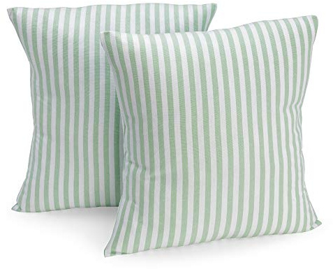 FILU Kissenbezug 50 x 50 cm 2er Pack (Farbe wählbar) Mint/Weiß gestreift - Kissenhülle, Kissen, Sofakissen, Dekokissen, Sitzkissen, 100% Baumwolle, Deko für jeden Raum, Garten und Terrasse