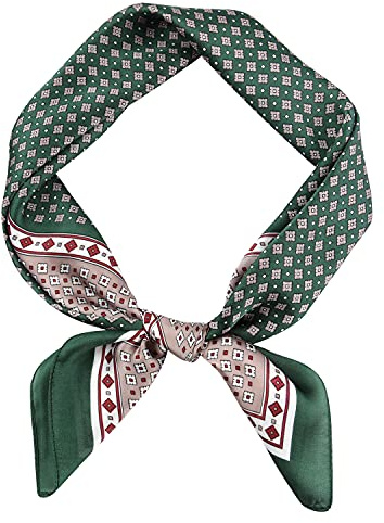 GERINLY Trendy Neckerchief Urban Style Satin Scarf Unique Hair Scarf for Travel Foulard (GrassGreen)