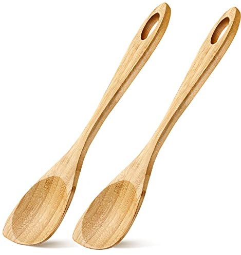 Cucchiaio in legno, 2 pezzi, cucchiaio angolare in legno, cucchiaio da cucina in legno di acacia, cucchiaio da cucina in legno, raschietto per utensili da cucina in casa, cucina antiaderente, 30 cm