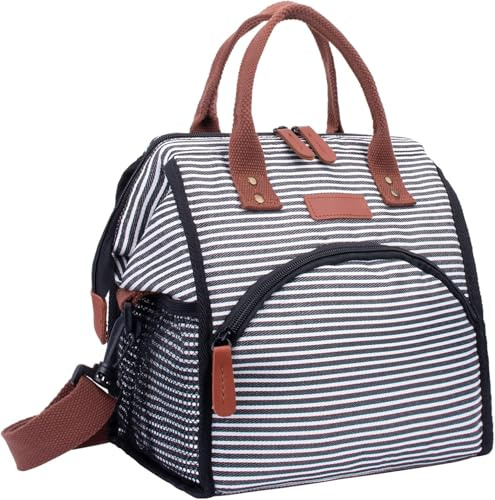 ZATOGOO Kühltasche Lunchtasche Damen und Herren, 15L Kühlbox Thermotasche Wasserdicht und Auslaufsicher, Isoliertasche Cooler Bag Faltbar für Arbeit, Ausflügen, Picknick, Barbecue - Streifen