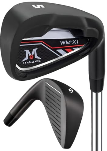 MAZEL Fer de golf individuel pour homme | Fer unique pour club de golf | Ensemble de fers de golf 1-2-3-4-5-6-7-8-9-PW-SW | Cale de golf avec tige en acier pour golfeurs droitiers
