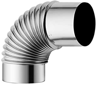 guostar Muffler Tip Exhaust Pipe Stainless Steel Flue Stove Pipe Chimney Liner 90 Degree Elbow 60/70/80mm Exhaust Tailpipe (Size : 60mm)
