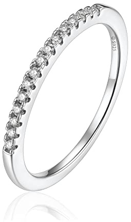 MomentWish Eternity Ring, Moissanit Diamant Ring Silber Damen, Ring Damen Herren Verlobung Hochzeit Ehering Verlobungsring Ewigkeitsringe Größe55