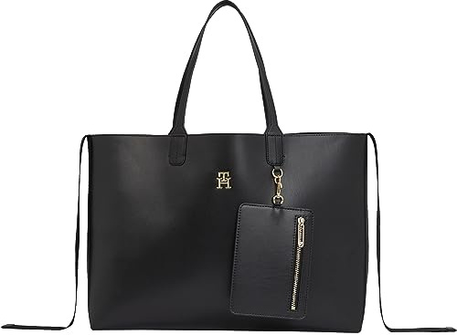 Tommy Hilfiger Damen Tote Bag Tasche mit Innentasche, Mehrfarbig (Black), Einheitsgröße