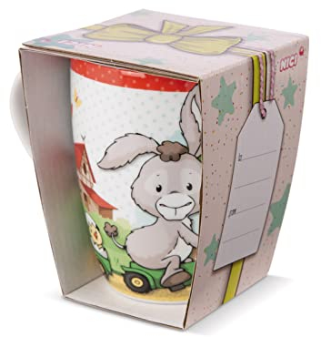 NICI Porzellantasse Esel Donkeylee 310ml bunt - Teetasse Kaffee-Tasse Porzellantasse Henkeltasse Tasse Mug mit Henkel für Kalt- und Heißgetränke, Kaffee, Tee, Milch, Kakao Tolle Geschenkidee