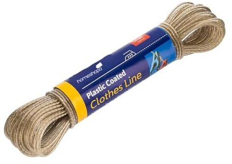 HOMESHOPA Washing Line Rope, Heavy Duty Steel Core & PVC Plastic Coating Laundry Clothes Lines, Strong Rust-proof Rot, Mould & Weather Resistant Clothesline for Indoor Outdoor Garden 20Metre, Gold