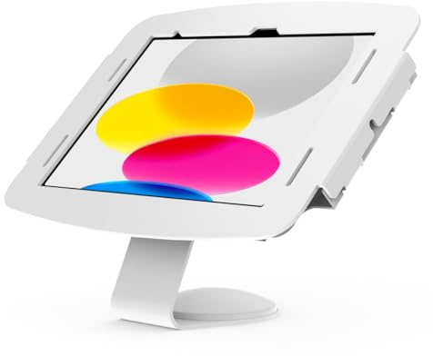 Compulocks iPad 10th-11th (A16) Gen Space Enclosure with Core Counter Stand or Wall Mount - White | Secure iPad Kiosk, Tablet Holder, POS Display, Retail Showcase