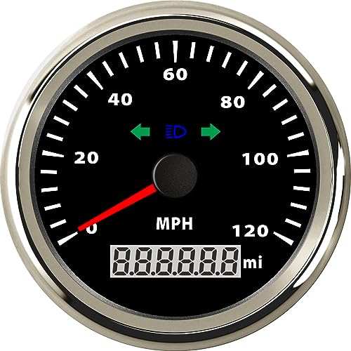 ELING Tachimetro GPS da 85 mm 120 MPH con chilometraggio totale con luce abbagliante sinistra destra con retroilluminazione rossa per trattori elevatori a forca