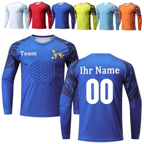OPUTWDF Torwarttrikot Personalisiert für Kinder Erwachsene Benutzerdefiniert Tormann Trikot Kinder mit Namen Nummer Team Logo Torwarttrikot Fußballtrikot Geschenk