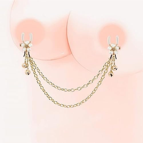 COOFINE Adjustable Pressure Nipple Clips with Chain Nipple Clamps with Chain & Bells Nipple Clamps Sexual Pleasure Non Piercing Breast Clamps Toy