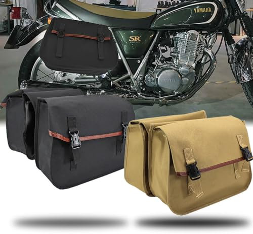 TentHome Doppelte Fahrradtasche Seitentasche für Gepäckträger Retro Segeltuch Gepäckträgertasche für Fahrrad Motorrad Hinten Doppelpacktasche Schwarz