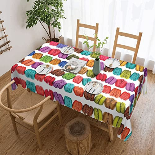 Oudrspo Tovaglia rettangolare con stampa di dolci al gusto di biscotto macaron, 54x72 pollici, in lino, morbida e resistente alle pieghe, per cucina, pranzo, festa, campeggio