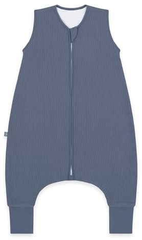 emma & noah Baby Schlafsack mit Füßen 1.0 TOG, Ganzjahres Schlafsack mit Beinen für den Frühling, Sommer und Herbst, 100% Bio-Baumwolle, Oeko-TEX Zertifiziert (Essential Blau, 70 cm)