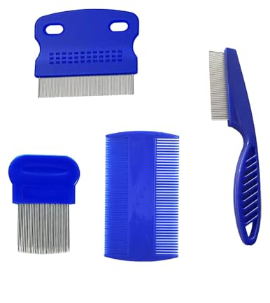 Lmyzcbzl 4-Piece Lice Comb Kit - Metal & Plastic Double Sided Nit & Flea Combs