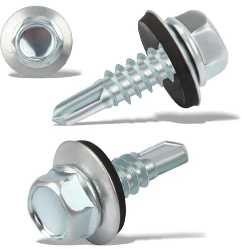 240 Stück Trapezblechschrauben Selbstschneidende Schrauben 4,8 x 16 mm Sechskant Spenglerschrauben mit Dichtscheibe Verzinkt Blechschrauben Bohrschrauben Edelstahl Metalldachschrauben(Silber)