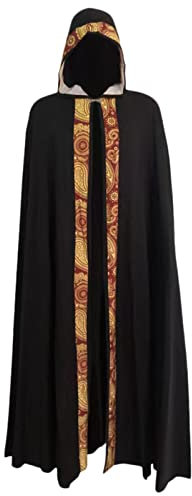 Beokeuioe Mittelalter Umhang Halloween Umhang mit Kapuze Kapuzenumhang Schwarz Vampir Kostüm Cape Kostüm Vampir Umhang Jedi Mantel Darth Vader Umhang für Erwachsene Unisex