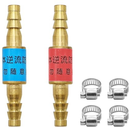 Aleker Lot de 2 pare-étincelles d'oxygène et d'acétylène propane avec 4 pinces, outil de soudage pour tuyau de 8 mm de diamètre intérieur, valve de sécurité en acétylène pour soudage