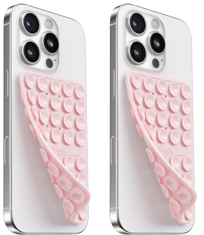 2PCS Silicone Suction Cup Phone Case Mount Double Sided - Klearlook Silicon Sticky Phone Grip w/Higher Suction Power,Suction Pad Hands-Free Smartphone Accessories Holder for Selfies&Videos,Light Pink
