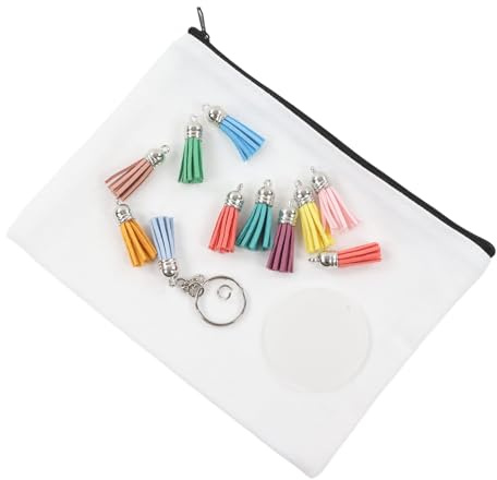 Beufee Sublimationsrohlinge, Sublimationstaschen, Sublimationsrohlinge, Kosmetiktaschen, Leere Make-up-Taschen, Sublimations-Reisetaschen, Acryl-Schlüsselanhänger, 10er-Set