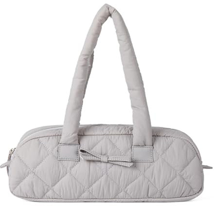 TAKOXIA Élégant sac à bandoulière d'automne avec nœud papillon doux matelassé motif carreaux style pain sac à main rembourré sac à main matelassé