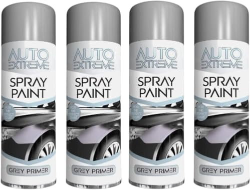 GSV Essentials All Purpose Gray Primer Spray Paint, Aerosol, Durable and Long-Lasting, Fast Drying, Indoor, and Outdoor, Suitable for Wood, Metal, Plastic,250ML, (4PCS)
