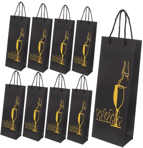 FOMIYES 12 Stück Papier Weintaschen Mit Griff Strapazierfähige Tragetaschen Für Einzelne Weinflaschen Stilvolle Geschenkverpackung Für Rotwein Hochzeit Geburtstag