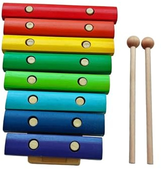 Xylophon-Instrument Für Erwachsene 8-Noten-Holz-Xylophon-Musikinstrument Mit 2 Holzschlägeln Bunte Tasten Aus Birkenholz Schlaginstrument