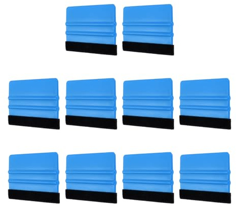 sourcing map 10pcs Vinyl Squeegee, Felt Edge Vinyl Wrap Decal Squeegee Tool, 4-Inch Car Vinyl Film Scraper Plastic Squeegee for Car Wrap, Sign Making, Window, Blue, Rectangle